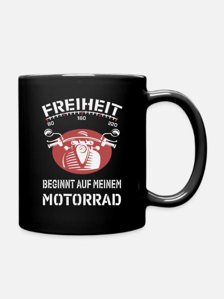 Bike Biker Motorradfahrer Freiheit Motorrad - Tasse einfarbig - Schwarz