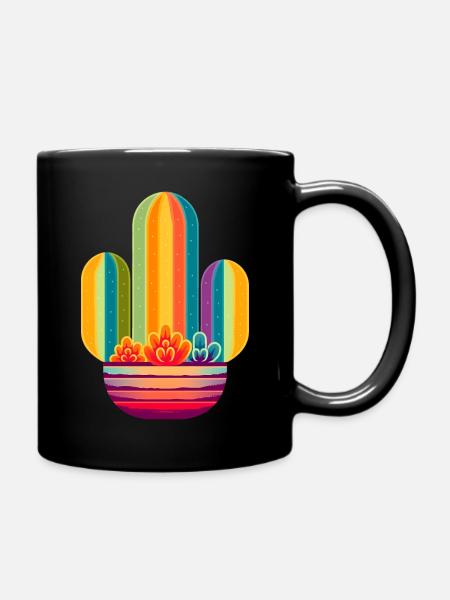 Rainbow Cactus - Full Colour Mug - black