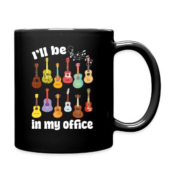 I'll be in my office! With ukuleles - Full Colour Mug - black - Right