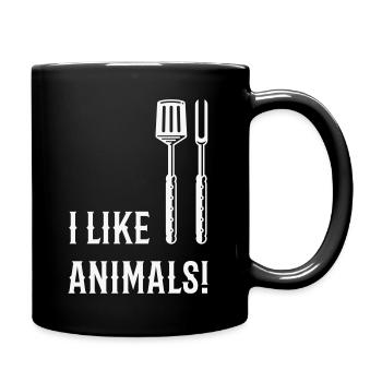 I Like Animals! (Grillbesteck / White) - Tasse einfarbig - Schwarz - Rechts