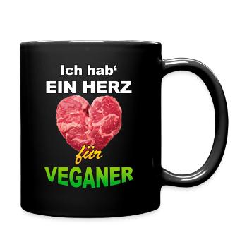Ein Herz Für Veganer - hell - Tasse einfarbig - Schwarz - Rechts