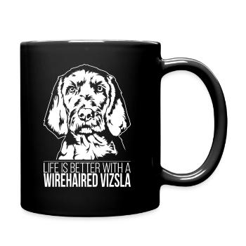 Wirehaired Vizsla life is better Dogs Wilsigns - Full Colour Mug - black - Right