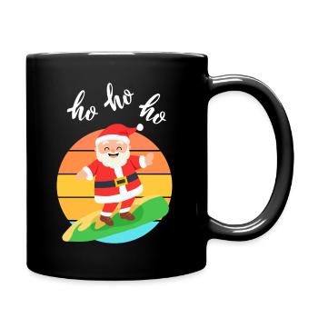 Surfender Weihnachtsmann - Tasse einfarbig - Schwarz - Rechts