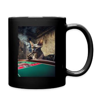 Cat in the casino - Full Colour Mug - black - Right