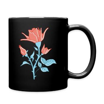 Illustration of a red rose - Full Colour Mug - black - Right
