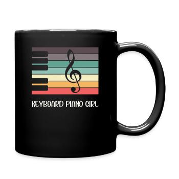 Tastatur Klavier Mädchen Klavierspieler Lustig - Tasse einfarbig - Schwarz - Rechts