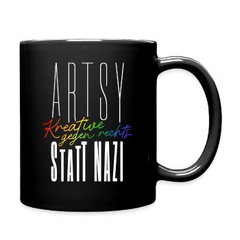 ARTSY INSTEAD OF N*ZI: Creative and committed - Full Colour Mug - black - Right