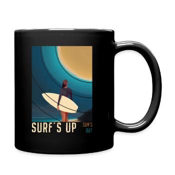 Surf's Up Sun's Out - Surfbrett Summer Vibes - Tasse einfarbig - Schwarz - Rechts