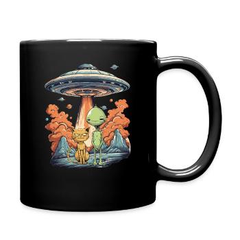 Cat Ufo Meme Funny Surprised Scared Cat Selfie - Full Colour Mug - black - Right