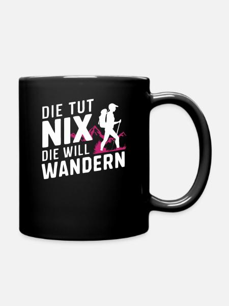 Wandern Wanderer Wanderung Berge Wald - Tasse einfarbig - Schwarz