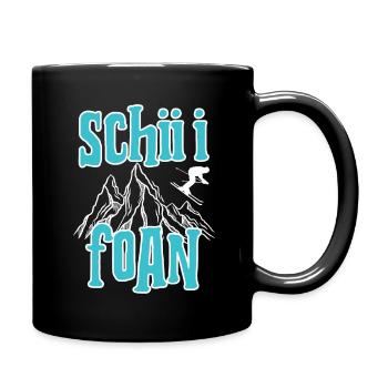 skifahren schifoan is das leiwandste SCHIII FOAN - Tasse einfarbig - Schwarz - Rechts