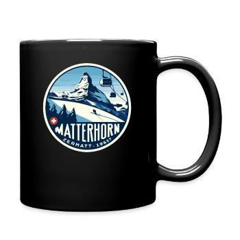 Matterhorn Zermatt Alpen Berge Schweiz Ski Winter - Tasse einfarbig - Schwarz - Rechts