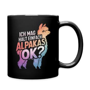 Alpaka Llama - Tasse einfarbig - Schwarz - Rechts
