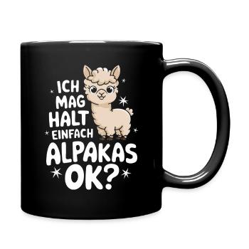 Alpaka Llama - Tasse einfarbig - Schwarz - Rechts