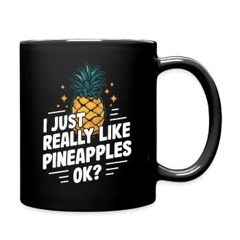 Ananas tropische hawaiianische Frucht - Tasse einfarbig - Schwarz - Rechts