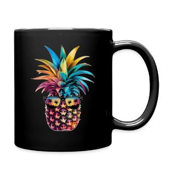 Ananas tropische hawaiianische Frucht - Tasse einfarbig - Schwarz - Rechts