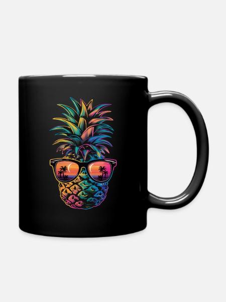 Ananas tropische hawaiianische Frucht - Tasse einfarbig - Schwarz