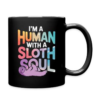 Faultier Faultiere Schlafen Faul - Tasse einfarbig - Schwarz - Rechts