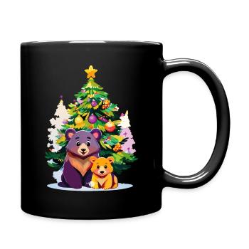 17 Mama Bear Baby Child Bear Christmas Tree Family - Full Colour Mug - black - Right