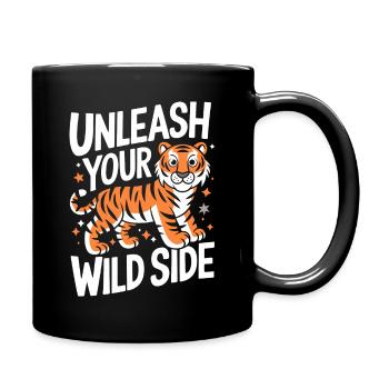 Tiger Tier Zoo Wildtier - Tasse einfarbig - Schwarz - Rechts