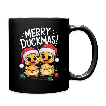 Duck Christmas Farm Ducks Merry Duckmas - Full Colour Mug - black - Right