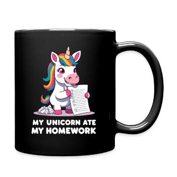 Cute Unicorn Ate Homework Design - Tasse einfarbig - Schwarz - Rechts