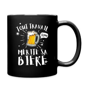 Jeder Job verdient sein Bier - Tasse einfarbig - Schwarz - Rechts