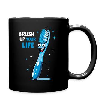 Funny Toothbrush - Brush Up Your Life - Full Colour Mug - black - Right