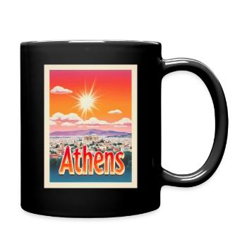 Retroglow Athen – Griechenland Stadtbild Design - Tasse einfarbig - Schwarz - Rechts