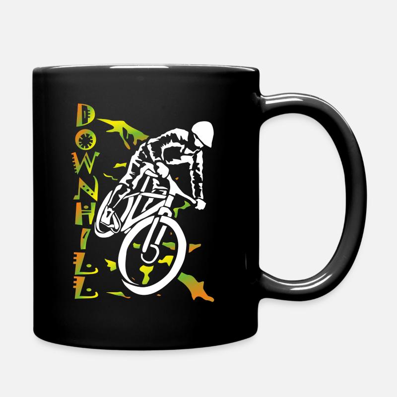 Downhill Bike MTB Cyclists - Full Colour Mug - black