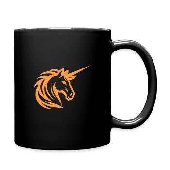 Magie in Orange – Das Einhorn Design - Tasse einfarbig - Schwarz - Rechts