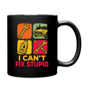 Schrauber-Motiv mit Humor - Tasse einfarbig - Schwarz - Rechts