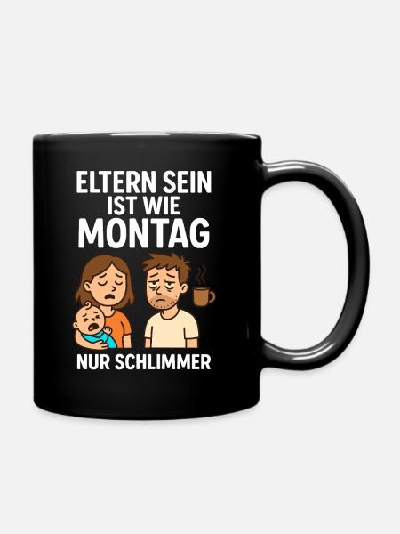 Being a parent is like Monday - Funny design - Full Colour Mug - black