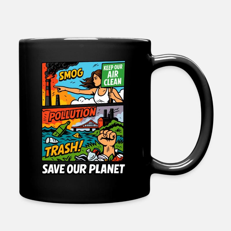 Save Our Planet Illustration - Full Colour Mug - black
