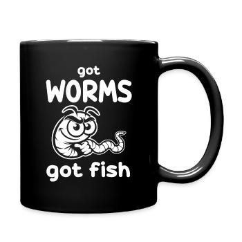 Got Worms Got Fish – Lustiges Anglerwurm Design - Tasse einfarbig - Schwarz - Rechts