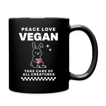 Peace Love Lapin végétalien - Mug uni - noir - Droite