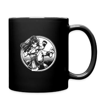 Cool Thai Boxer – Design for Strong Female Fighters - Full Colour Mug - black - Right