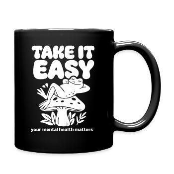 Take It Easy - Entspannter Frosch - Tasse einfarbig - Schwarz - Rechts