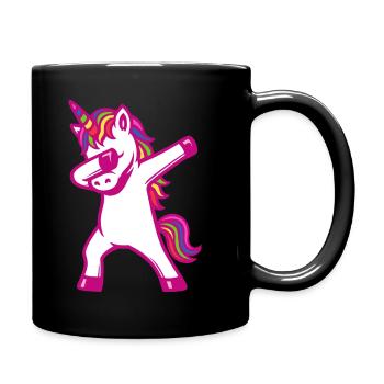 Einhorn dabbing - Regenbogen Farben - Geschenk - Tasse einfarbig - Schwarz - Rechts