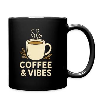 Coffee & Vibes Mug Illustration - Full Colour Mug - black - Right