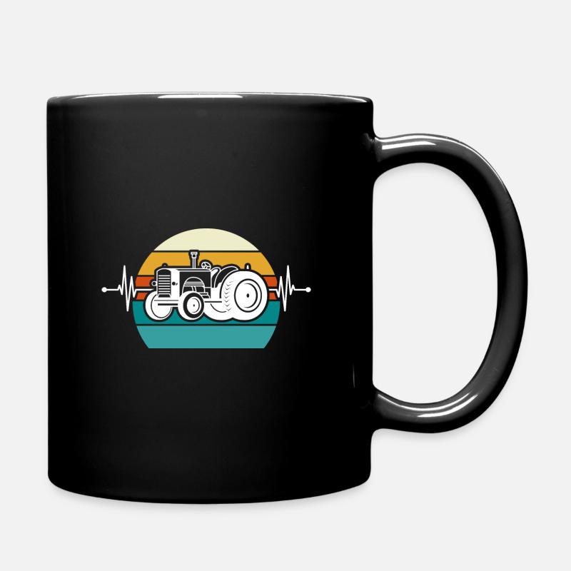 Herzschlag Trecker - Tasse einfarbig - Schwarz