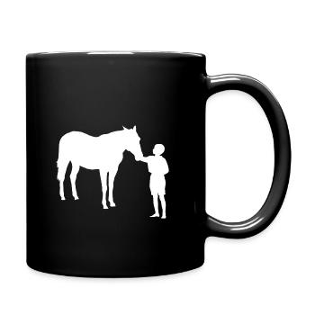 Pferd und Junge Silhouette - Tasse einfarbig - Schwarz - Rechts