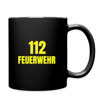 112 Feuerwehr - Tasse einfarbig - Schwarz - Rechts