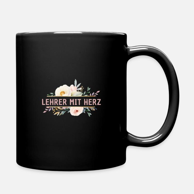 Lehrer mit Herz - personalisierba - Tasse einfarbig - Schwarz