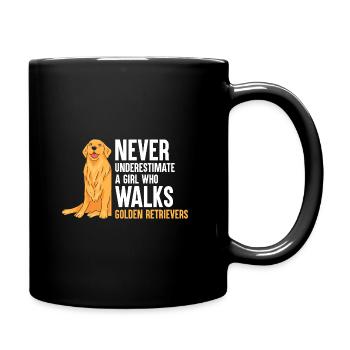 Never Underestimate A Girl Who Walks Golden Retrie - Full Colour Mug - black - Right