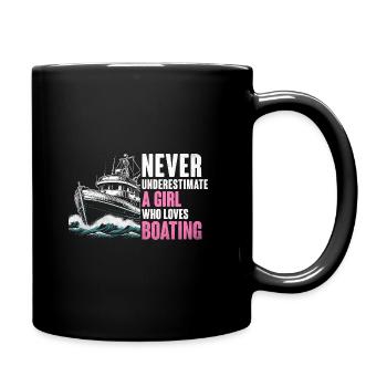 Never Underestimate A Girl Who Loves Boating - Full Colour Mug - black - Right