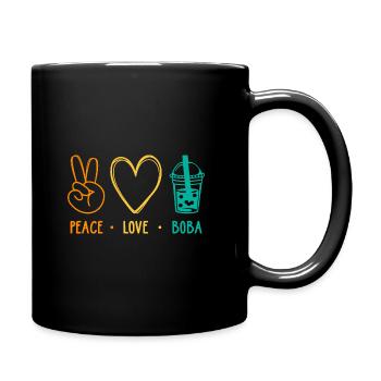 Peace Love Boba Graphic Tea Lover Tea Drinker Bubb - Tasse einfarbig - Schwarz - Rechts