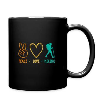 Peace Love Hiking Mountaineering Trekking Outdoor - Tasse einfarbig - Schwarz - Rechts