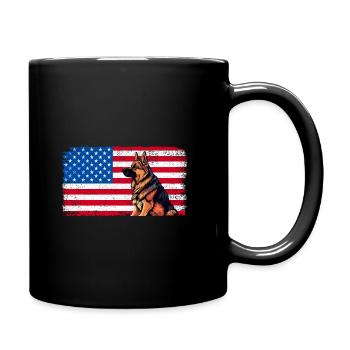 Amerikanische Flagge Deutscher Schäferhund Patriot America GSD - Tasse einfarbig - Schwarz - Rechts