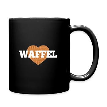 Waffel Love Herz - Tasse einfarbig - Schwarz - Rechts